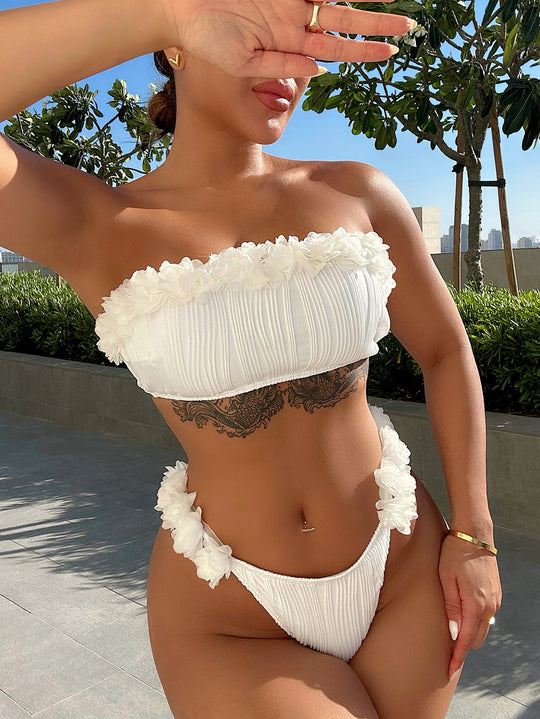 Damen Bandeau-Bikini-Set mit modischen Rüschendetails EB