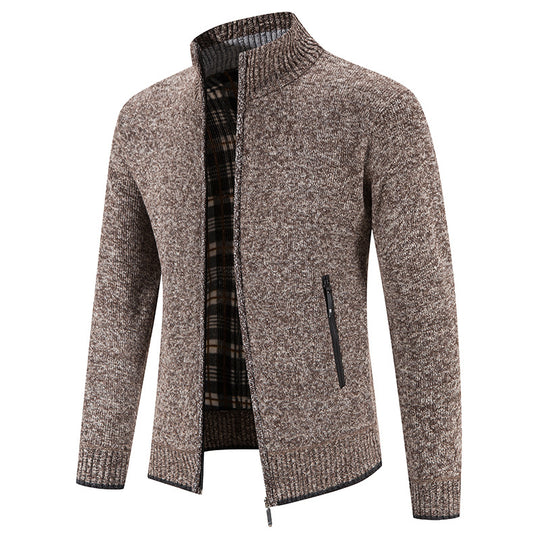 Herren Strickjacke mit hohem Kragen und praktischen Reißverschlusstaschen EB