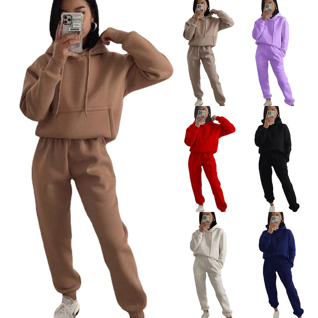 Damen nan kuscheliger Oversize-Kapuzenpullover und Highwaist-Jogginghose Set EB