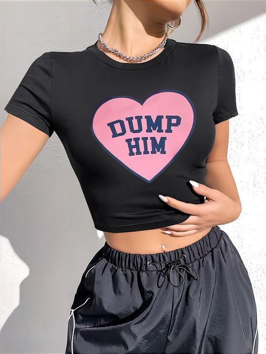 Damen Crop-T-Shirt mit auffälligem Statement-Print EB
