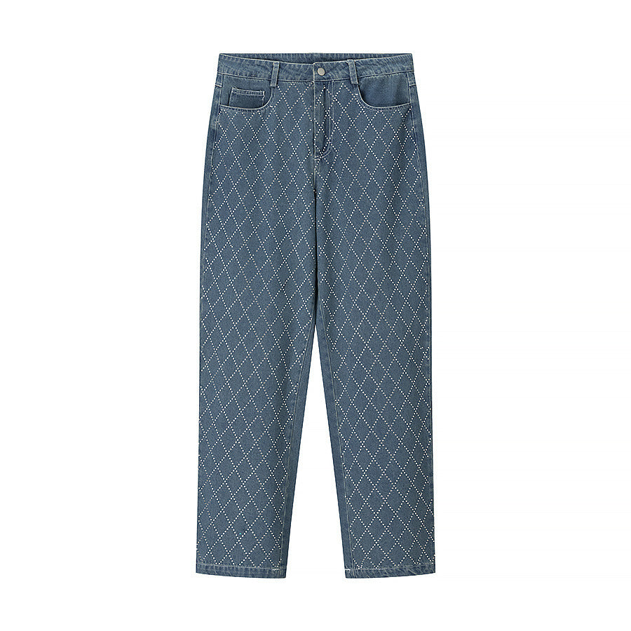 Damen High-Waist Jeans im modernen Karomuster EB