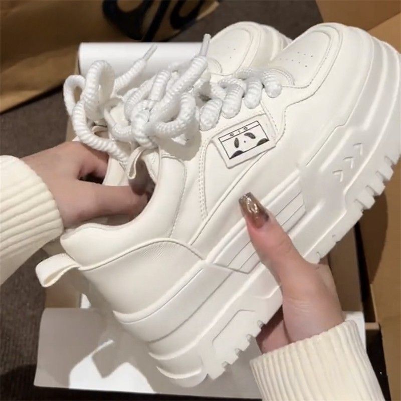 Damen Modische Sneaker mit dicker Profilsohle und elastischen Schnürsenkeln EB