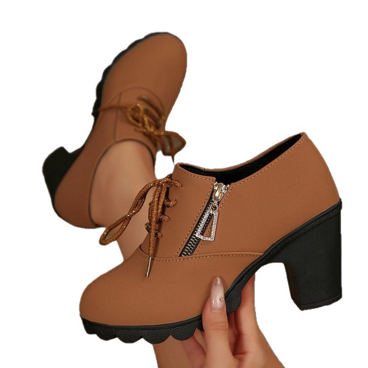 Damen Modische Schnürschuhe mit elegantem Blockabsatz EB