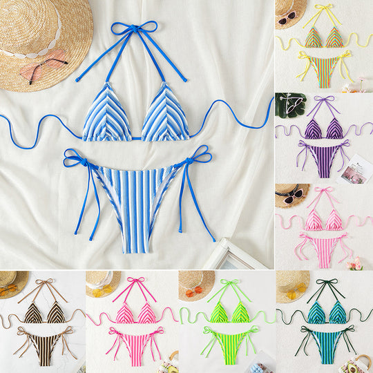 Damen Triangel-Bikini mit verstellbaren Schnürdetails EB