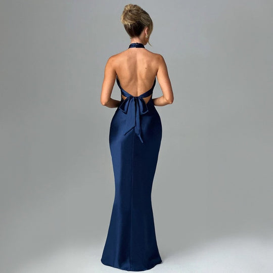 Damen Elegantes Maxikleid mit raffinierter Wickeloptik und schulterfreiem Design EB
