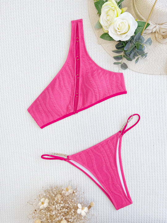 Damen Asymmetrischer Bikini mit trendigen Schnallen EB