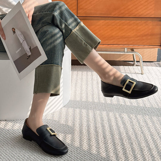 Damen Elegante Mokassins mit modischem Schnallen-Design EB