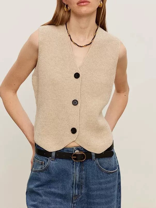 Damen Strickweste mit feiner Rippenstruktur und nachhaltiger Baumwolle EB