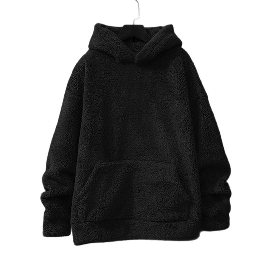 Damen Kuscheliger Fleece-Pullover mit Kapuze und praktischen Taschen EB