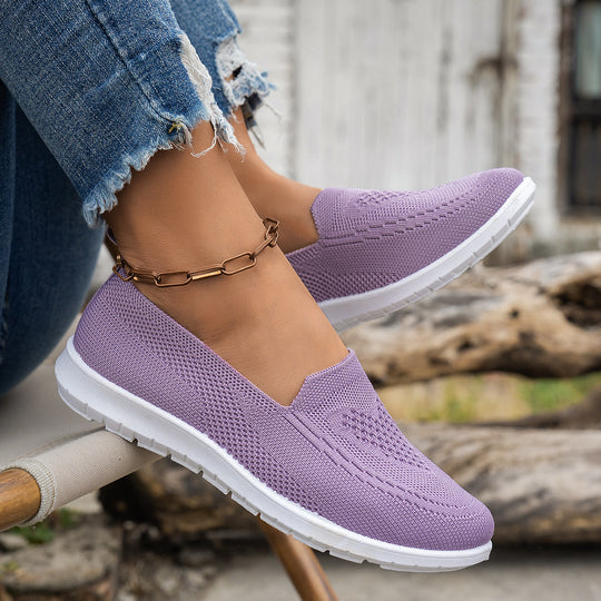 Damen Atmungsaktive Slip-On Freizeitschuhe mit komfortablem Absatz EB