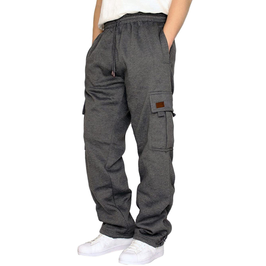 Herren nan konisch zulaufende Sweat-Cargohose mit elastischem Bund, Kordelzug und Klappentaschen EB