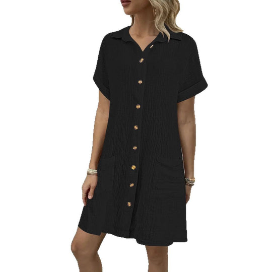 Damen Hemdblusenkleid mit strukturierter Oberfläche und praktischen Taschen EB