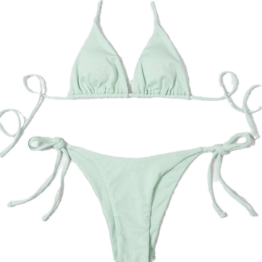 Damen Triangel-Bikini mit verstellbaren Bindebändern und feinem Rippendesign EB