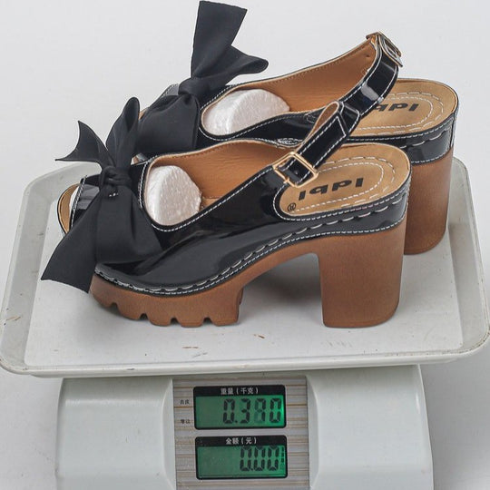 Damen Sling-Sandalen mit modischem Absatz und dekorativem Schleifen-Detail EB