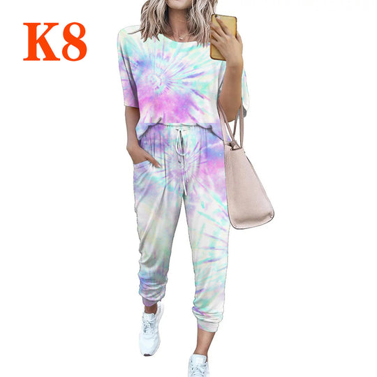 Damen Leichter Freizeit-Jumpsuit mit einem auffälligen Batik-Muster und praktischen Taschen EB