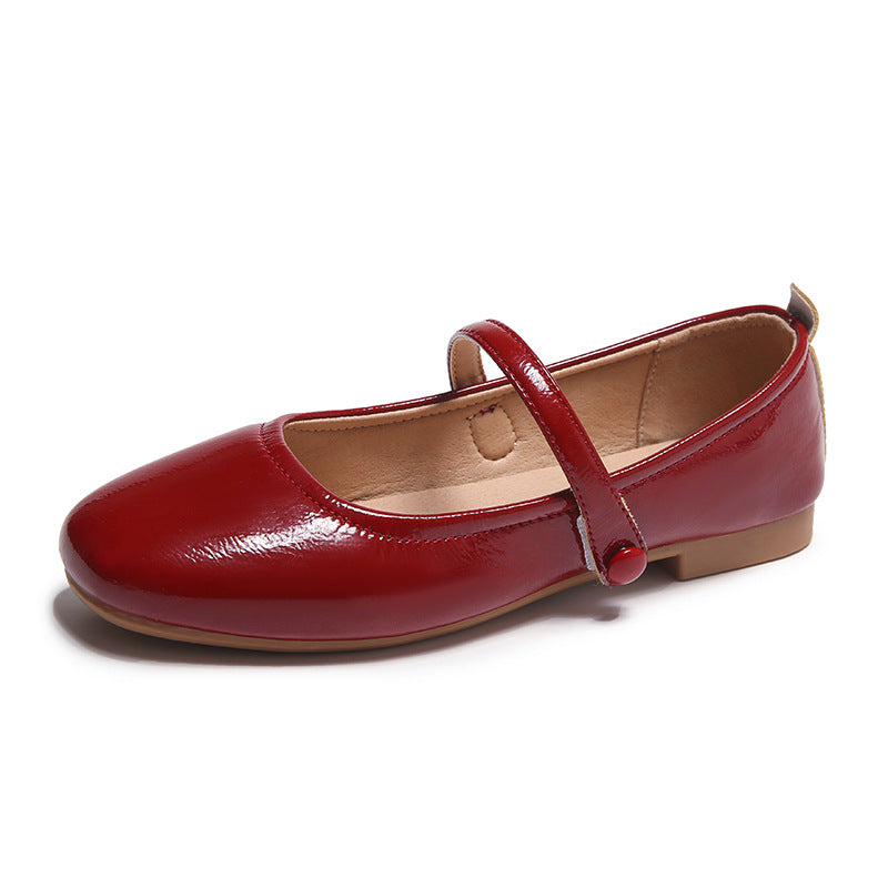 Damen Ballerina-Schuhe mit elegantem Riemen und schimmerndem Obermaterial EB