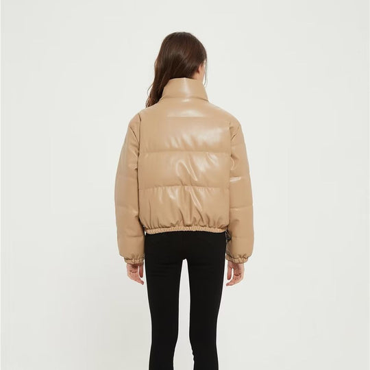Damen gesteppte Übergangsjacke mit hohem Kragen und elastischem Bund EB