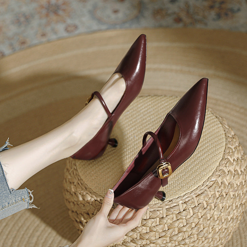 Damen elegante Riemchen-Pumps mit moderner Schnalle EB