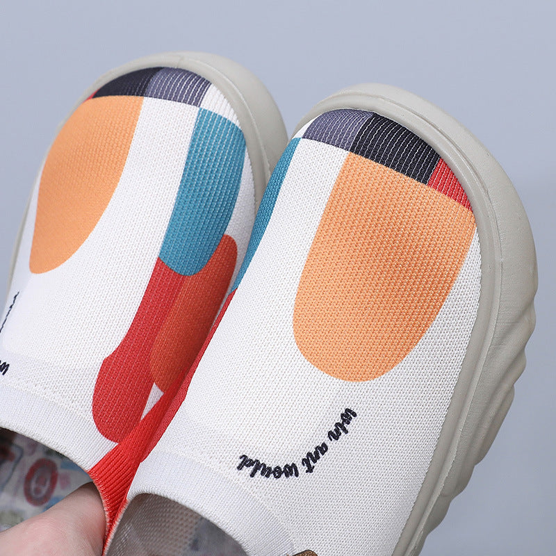 Damen Stretchige Slip-On Sneakers mit buntem Design und rutschfester Sohle EB