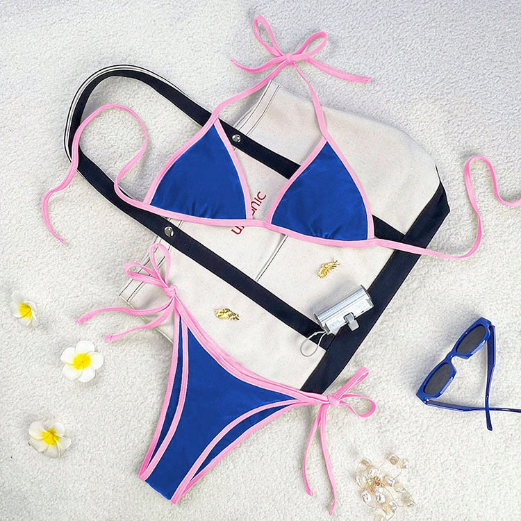 Damen Triangel-Bikini mit verspieltem Schnürdesign EB