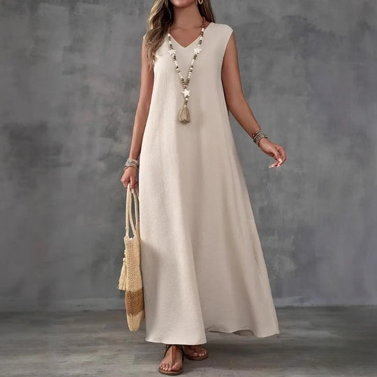 Damen Maxikleid mit schickem V-Ausschnitt und seitlichen Schlitzen EB