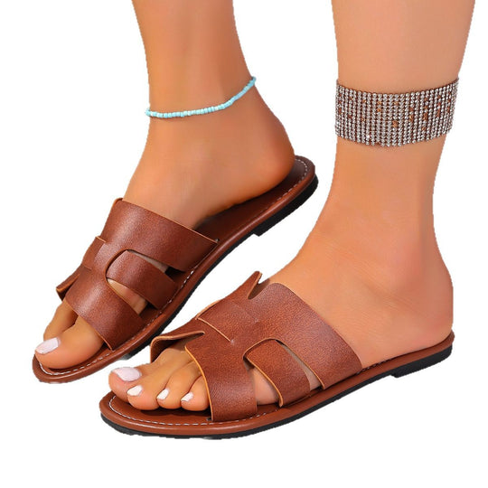 Damen Designer-Pantoletten mit elegantem Riemen-Detail EB