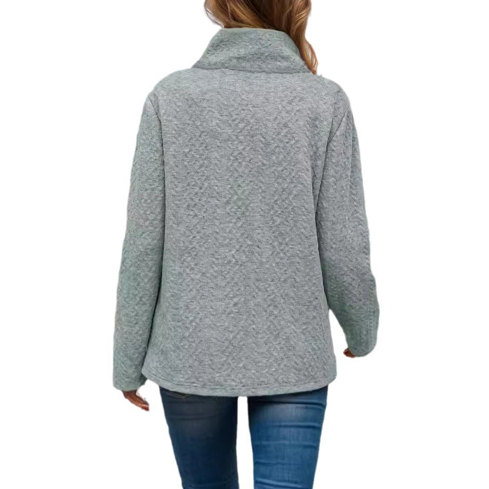 Damen lässiger Pullover mit hohem Kragen und Taschen EB