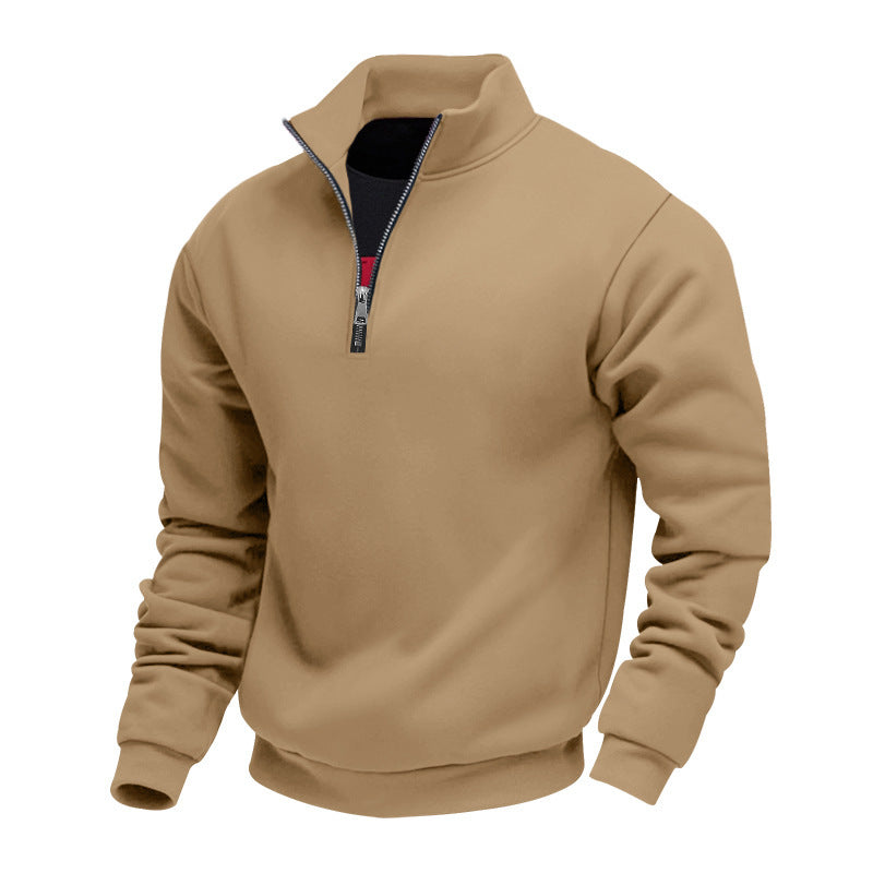 Herren lässiger Stehkragenpullover mit funktionalem Reißverschluss EB