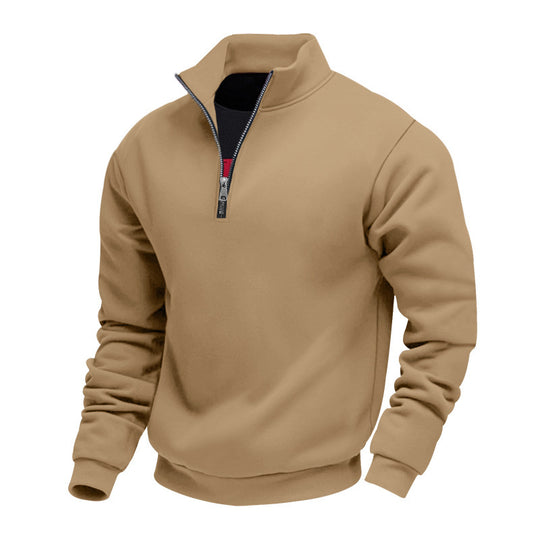 Herren lässiger Stehkragenpullover mit funktionalem Reißverschluss EB
