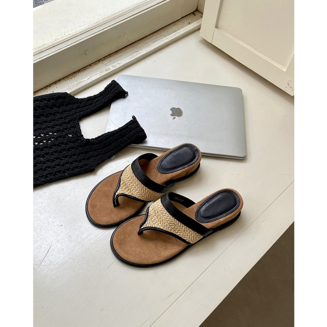 Damen modische Sommerschlappen mit geflochtenem Riemen und ergonomischer Sohle EB