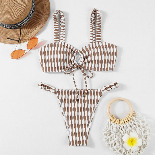 Damen Triangel-Bikini mit modischem Wickel-Design und verstellbaren Trägern EB