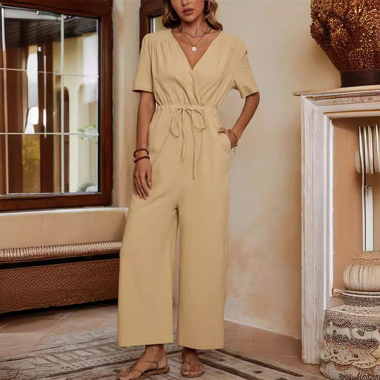 Damen Lässiger Jumpsuit mit hohem Bund und praktischen Taschen EB