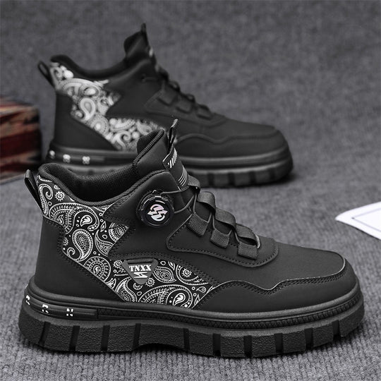 Damen Hochwertige High-Top Sneakers mit Paisleymuster und praktischen Schnellschnürsystem EB