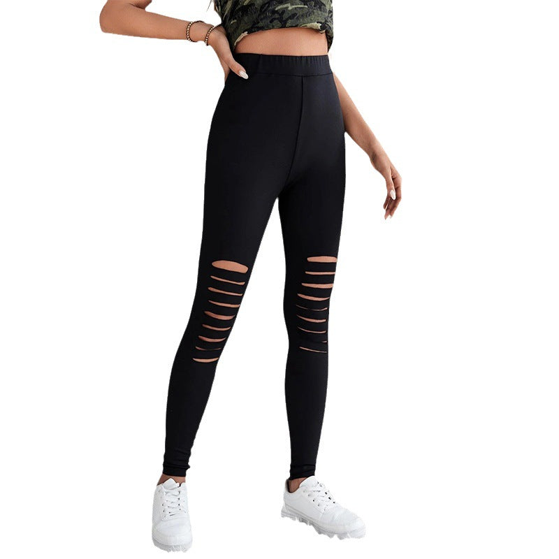 Damen Leggings mit modischen Cut-Outs und hohem Bund EB