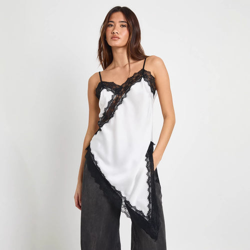 Damen Asymmetrisches Spitzen-Cami mit luxuriösen Details EB