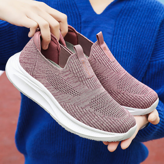 Damen Bequeme Slip-On Sneakers mit atmungsaktivem Obermaterial und dämpfender Sohle EB