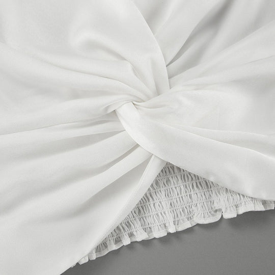 Damen Elegante V-Ausschnitt Gedrehte Bluse mit Rüschennähten EB