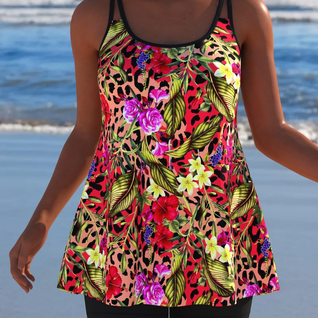 Damen Schwimmanzug mit modischem A-Linien-Schnitt und floralem Design EB