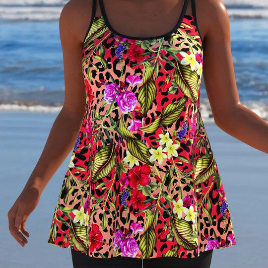 Damen Schwimmanzug mit modischem A-Linien-Schnitt und floralem Design EB