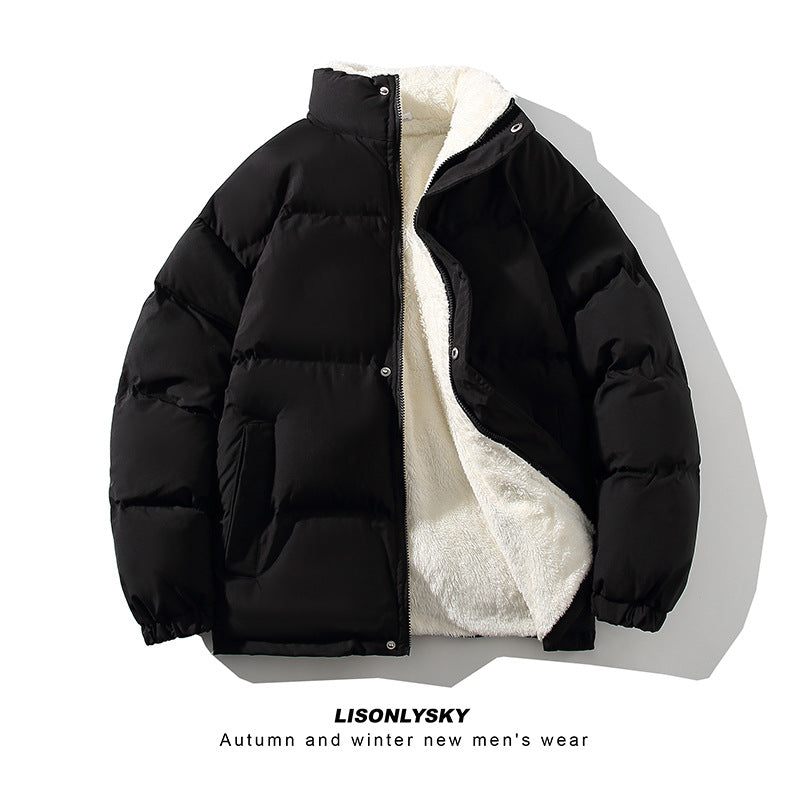 Herren nan gefütterte Winter-Steppjacke mit Teddyfutter, hohem Stehkragen und verdeckter Druckknopfleiste EB