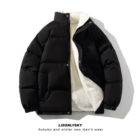 Herren nan gefütterte Winter-Steppjacke mit Teddyfutter, hohem Stehkragen und verdeckter Druckknopfleiste EB