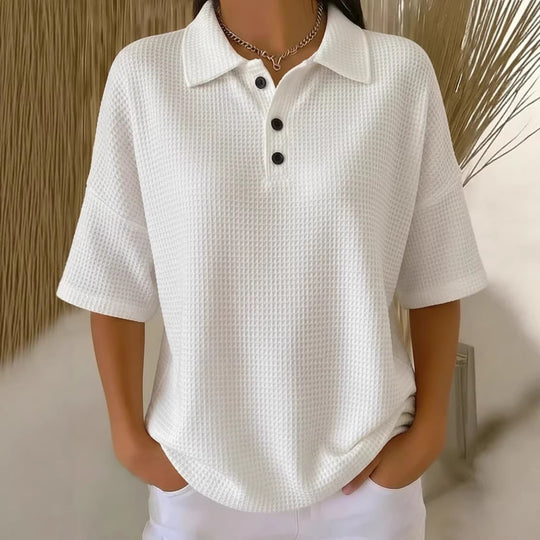 Damen sportliches Poloshirt aus Waffelpiqué EB