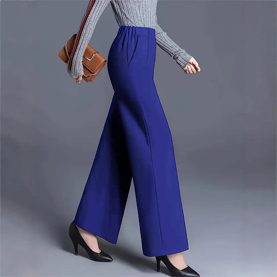 Damen Hochtaillierte Palazzo-Hose mit seitlichen Falten EB