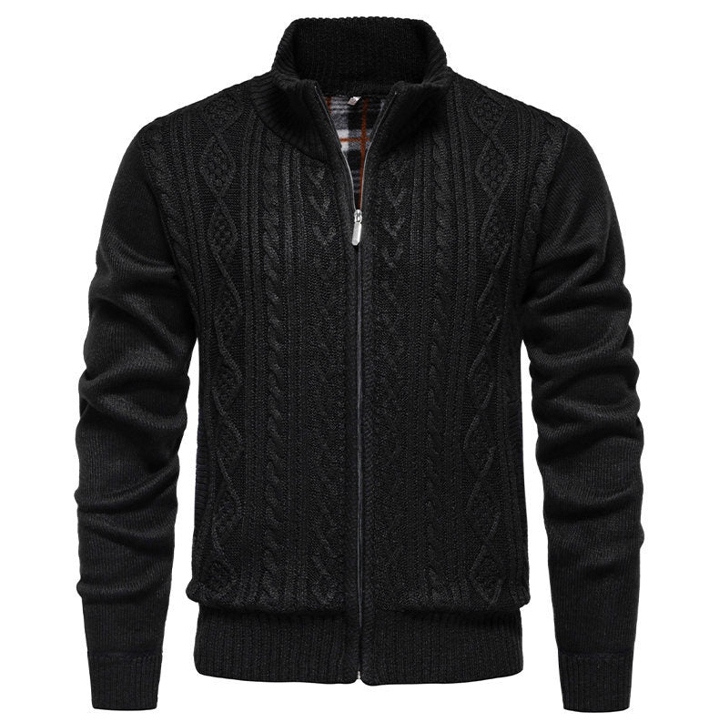 Herren Strickjacke mit hohem Kragen und Reißverschluss EB