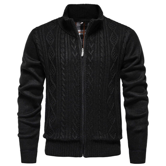 Herren Strickjacke mit hohem Kragen und Reißverschluss EB