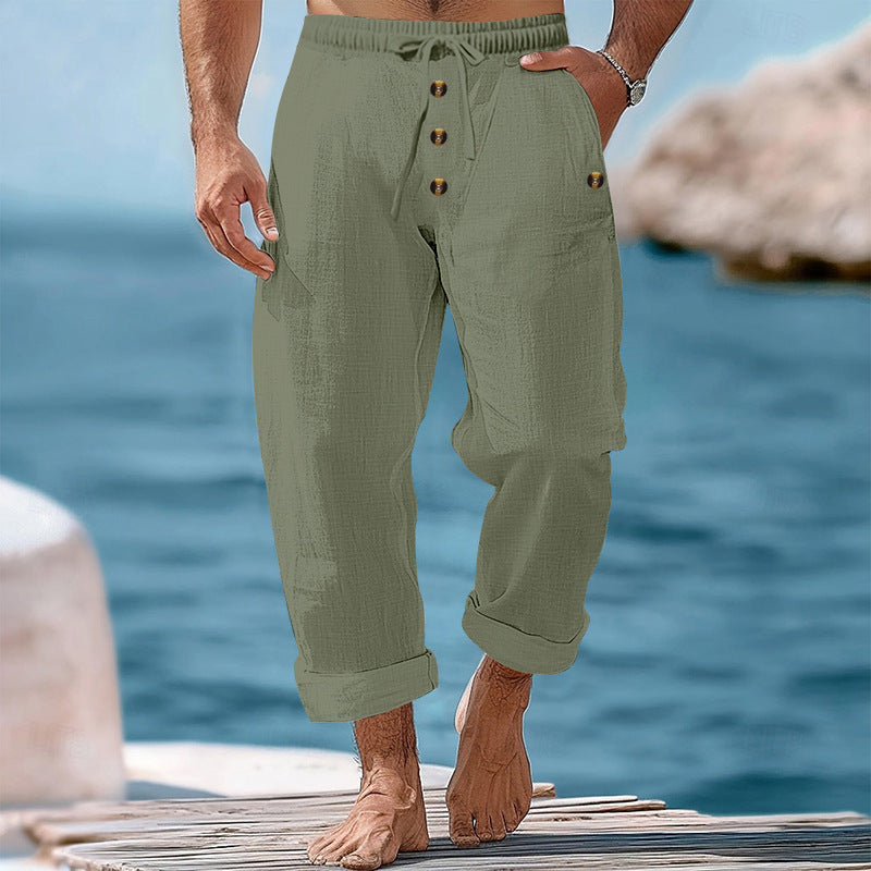 Herren lockere Strandhose mit verstellbarem Kordelzug und praktischen Seitentaschen EB