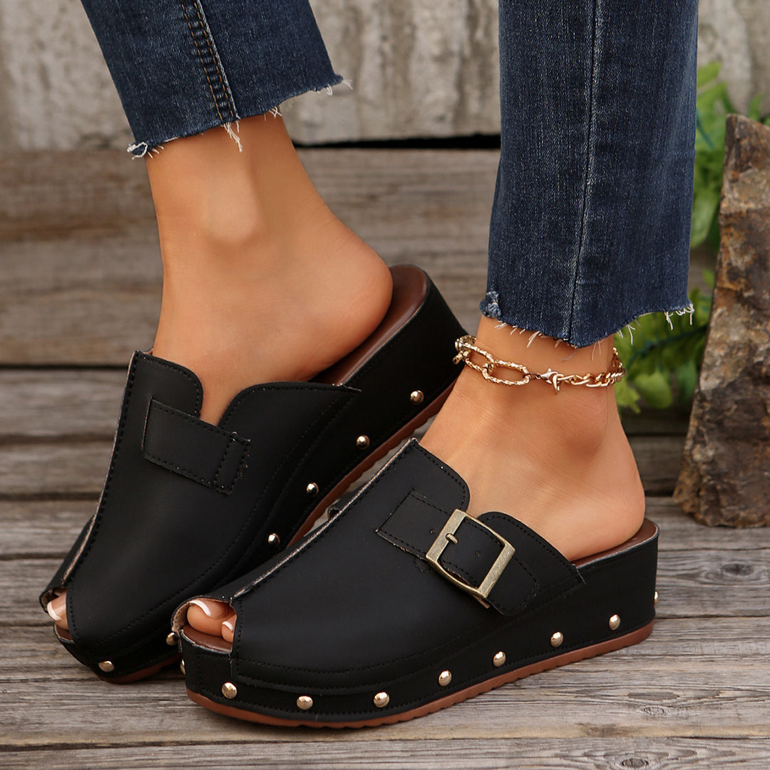 Damen Komfortable Clogs mit modischem Schnallen-Detail EB