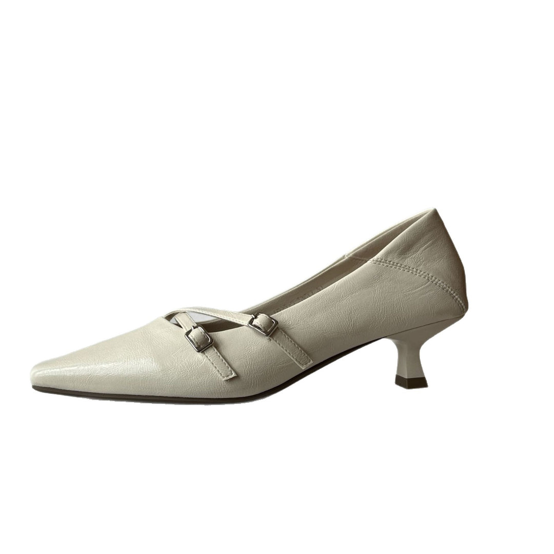 Damen elegante Slingback Pumps mit modischem Riemchen und hochwertiger Leder-Oberfläche EB