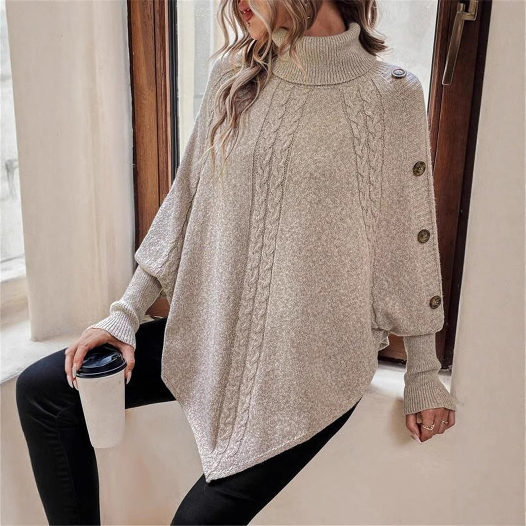 Damen eleganter Strickpullover mit Rollkragen und modischen Details EB