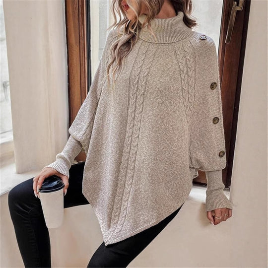 Damen eleganter Strickpullover mit Rollkragen und modischen Details EB